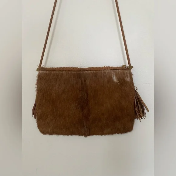 Anthropologie x ibBan - Vintage Calf Hair Leather Beaded Flap Crossbody … - Picture 4 of 7